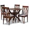 Baxton Studio Mona Grey Upholstered and Walnut Wood 5-Piece Dining Set 172-9878-10901 - alternate 1